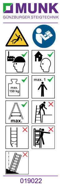 Hinweis-Aufkleber für Stehleiter einseitig begehbar...
