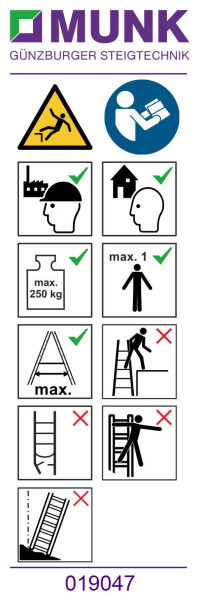 Hinweis-Aufkleber für Stehleitern 250 kg einseitig...