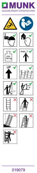 Hinweis-Aufkleber für Sprossen-Anlegeleiter...