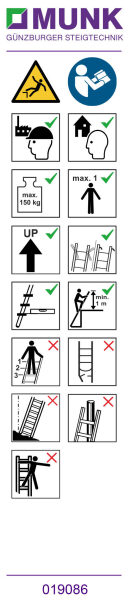 Hinweis-Aufkleber für Stufen-Anlegeleiter...