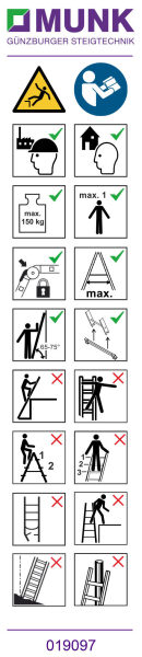 Hinweis-Aufkleber für Teleskopleiter mit zwei...