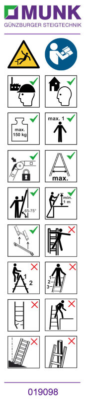 Hinweis-Aufkleber für Vielzweckleiter 4-teilig Aufkleber 19091