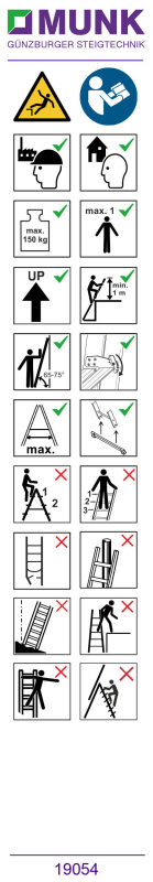 Hinweis-Aufkleber für Stufen-Mehrzweckleiter Aufkleber 19054
