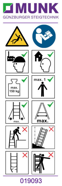Hinweis-Aufkleber für Plattformleitern < 2,50 m...