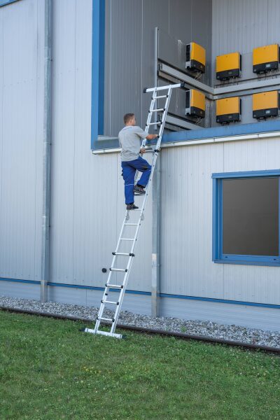 Teleskopleiter 4-teilig mit Traverse 4x3 Sprossen