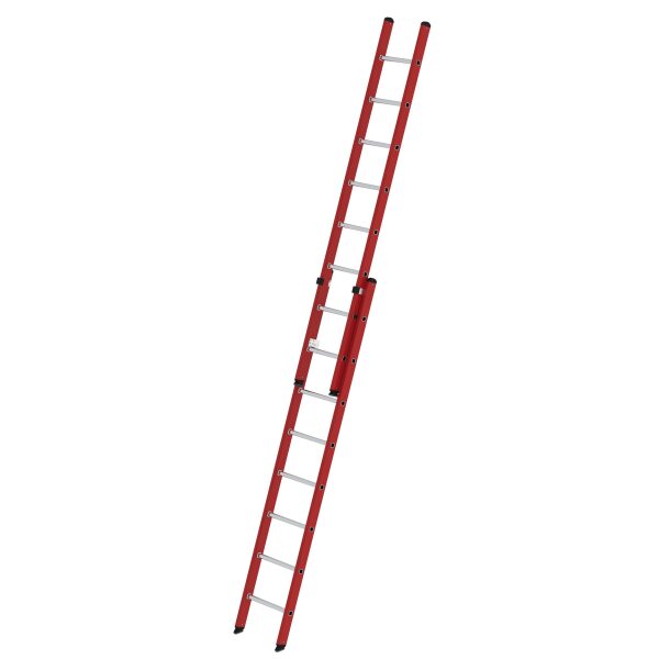 Sprossen-Schiebeleiter 2-teilig GFK/Alu ohne Traverse 2x8...