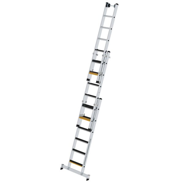 Stufen-Mehrzweckleiter 3-teilig mit nivello®-Traverse und clip-step R13 3x6 Stufen