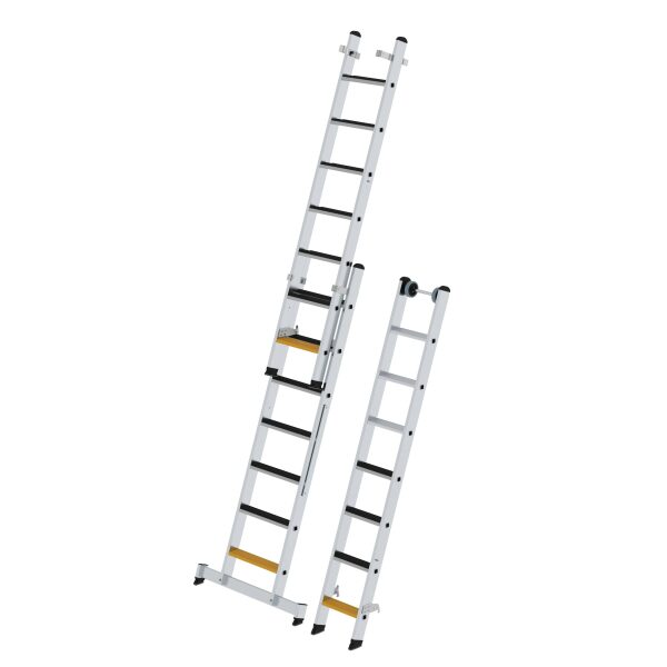 Stufen-Mehrzweckleiter 3-teilig mit nivello®-Traverse und clip-step R13 3x7 Stufen