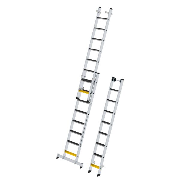 Stufen-Mehrzweckleiter 3-teilig mit nivello®-Traverse und clip-step R13 3x8 Stufen