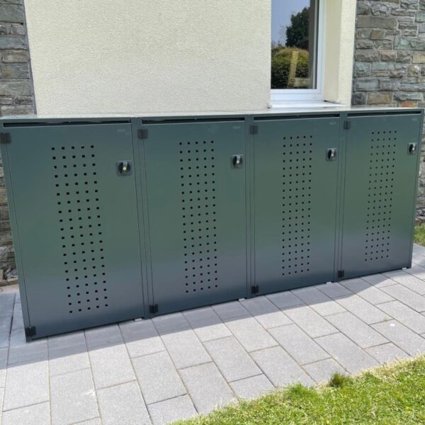 Mülltonnenbox 4x 240 Liter, Aluminium Anthrazit  RAL 7016, UV-Beständig Mülltonnenverkleidung 280x80x120 cm