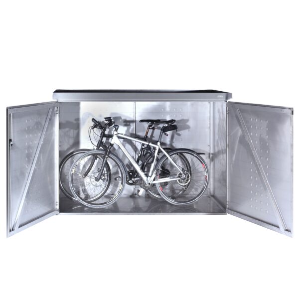 Fahrradgarage mit Pflanzenwanne, Edelstahl V2A Fahrradunterstand für 3 Fahrräder 200x93x144 cm