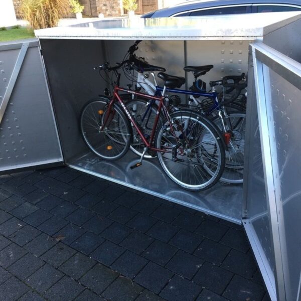 Fahrradgarage mit Pultdach, Edelstahl V2A Fahrradunterstand für 3 Fahrräder 198x93x141 cm