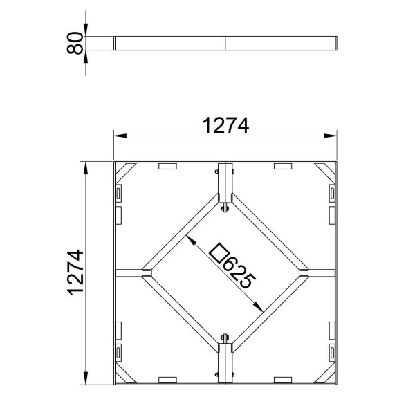 Einlegerahmen Baumrost 1274x1274x80 mm | Verzinkter...