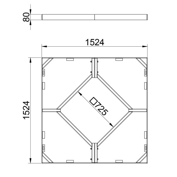 Einlegerahmen Baumrost 1524x1524x80 mm | Verzinkter...