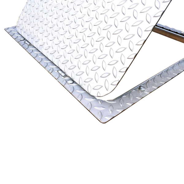 Schachtabdeckung Edelstahl V2A 700x700 mm Tränenblech | Schachtdeckel verstärkt mit Scharnier | A15