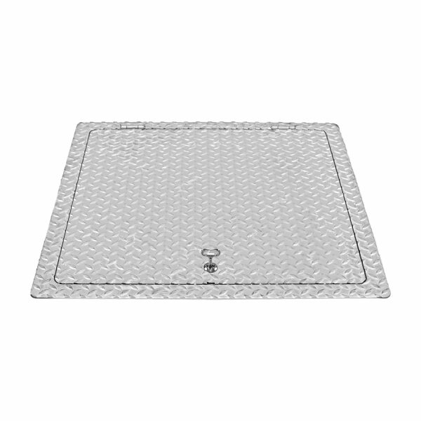 Schachtabdeckung Edelstahl V2A 700x700 mm Tränenblech | Schachtdeckel verstärkt mit Scharnier | A15