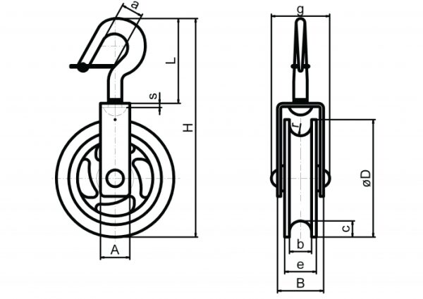 Brunnenrolle Ø 300 mm mit drehbarem Haken- nur auf...