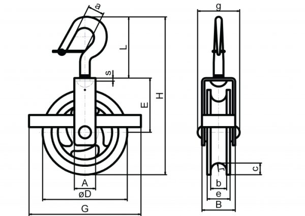 Brunnenrolle Ø 300 mm mit drehbarem Haken und...