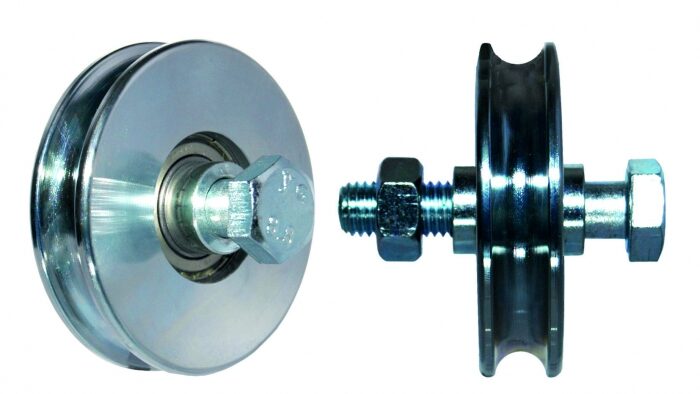 Laufrolle mit Achse und runder Nut, verzinkt; Ø 100 mm, 400 kg Last