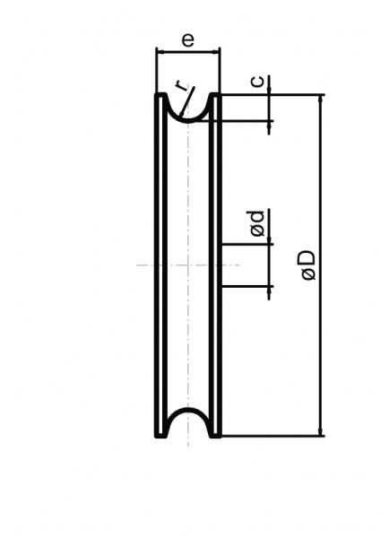 Kunststoffseilrolle Ø 71 mm mit eingespritztem Kugellager, 560/ 71