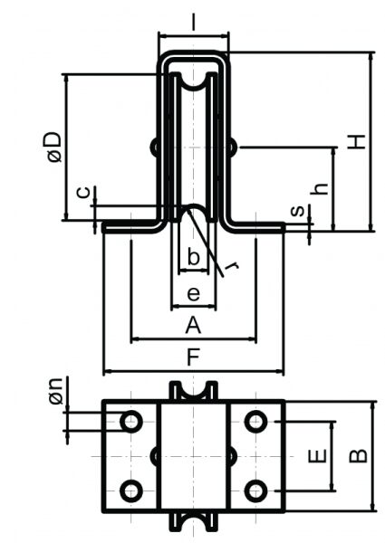 Graugußstehrolle Ø 60 mm mit abgewinkeltem...