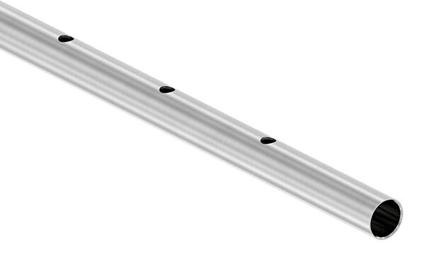 Edelstahlrohr, gerade gelocht, 33,7x2,0mm, Korn 240 geschliffen, V2A, L: 3000mm