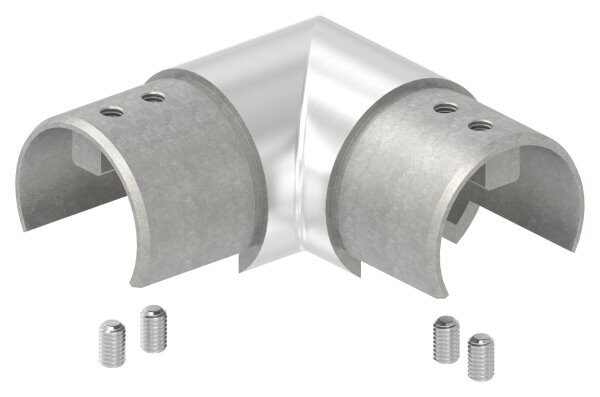 Eckbogen, horizontal, für Anschluss 48,3mm, V2A, Verlaufsecke