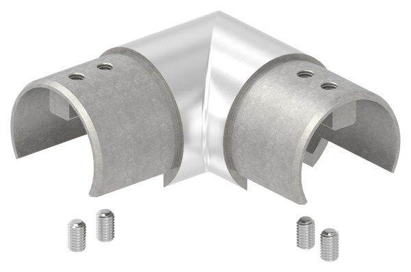Eckbogen, horizontal, für Anschluss 48,3mm, V4A, Verlaufsecke