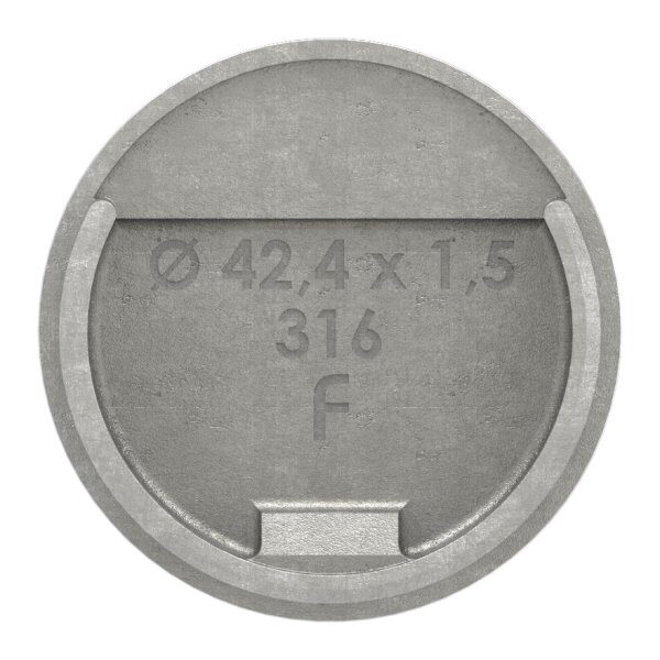 Endkappe, flach, für Nutrohr 42,4mm, V4A
