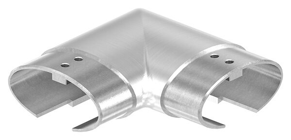 Verbinder 90° für Ovalnutrohr 80x40mm mit Nut 24x24mm, V2A