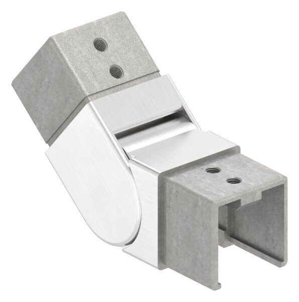 Verbinder flexibel für Quadratnutrohr 40x40mm, aufwärts 25-55°, V4A