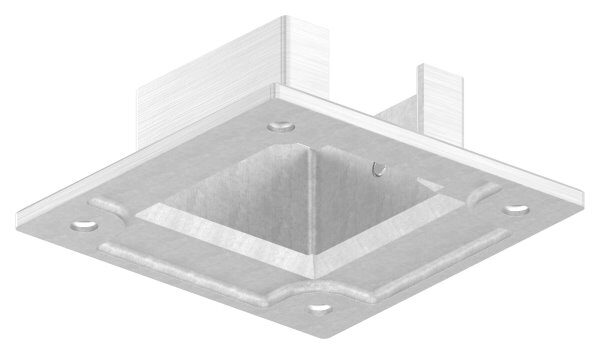Wandbefestigung für Quadratnutrohr 40x40mm, 4x gesenkten Bohrungen Ø 5,5mm, V2A