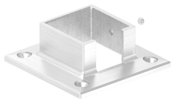 Wandbefestigung für Quadratnutrohr 40x40mm, 4x gesenkten Bohrungen Ø 5,5mm, V2A