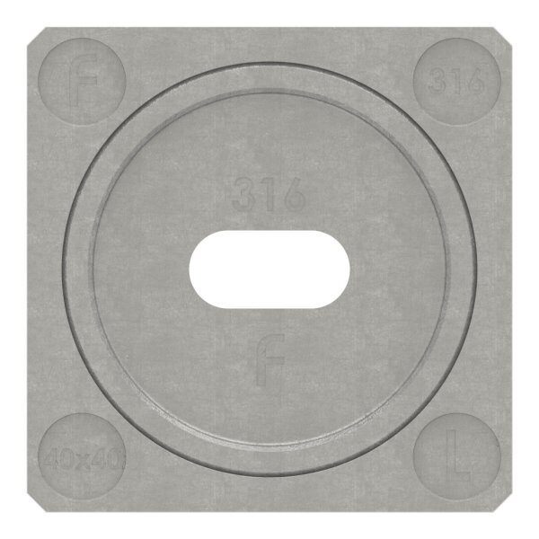 Wandbefestigung für Quadratnutrohr 40x40mm, linke Ausführung, V4A